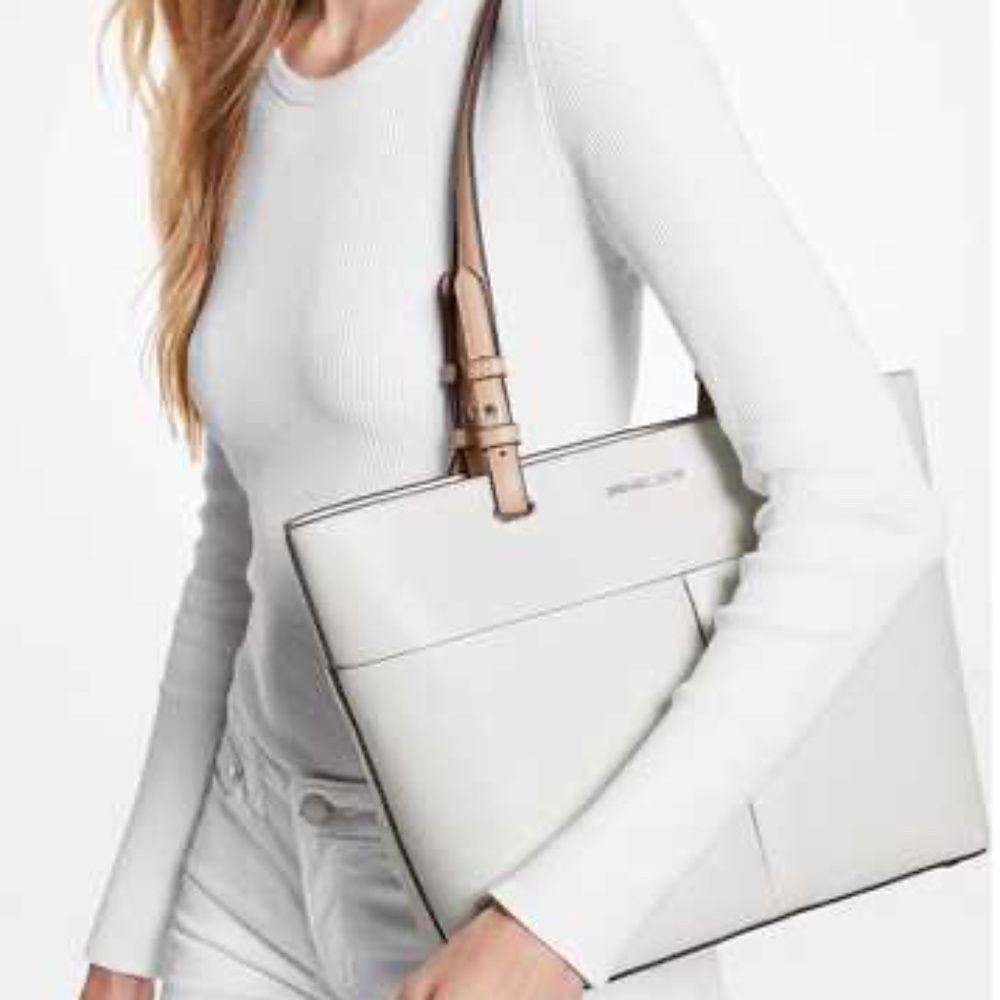 Michael Michael Kors Bedford Medium White Pebbled Leather Tote NWT